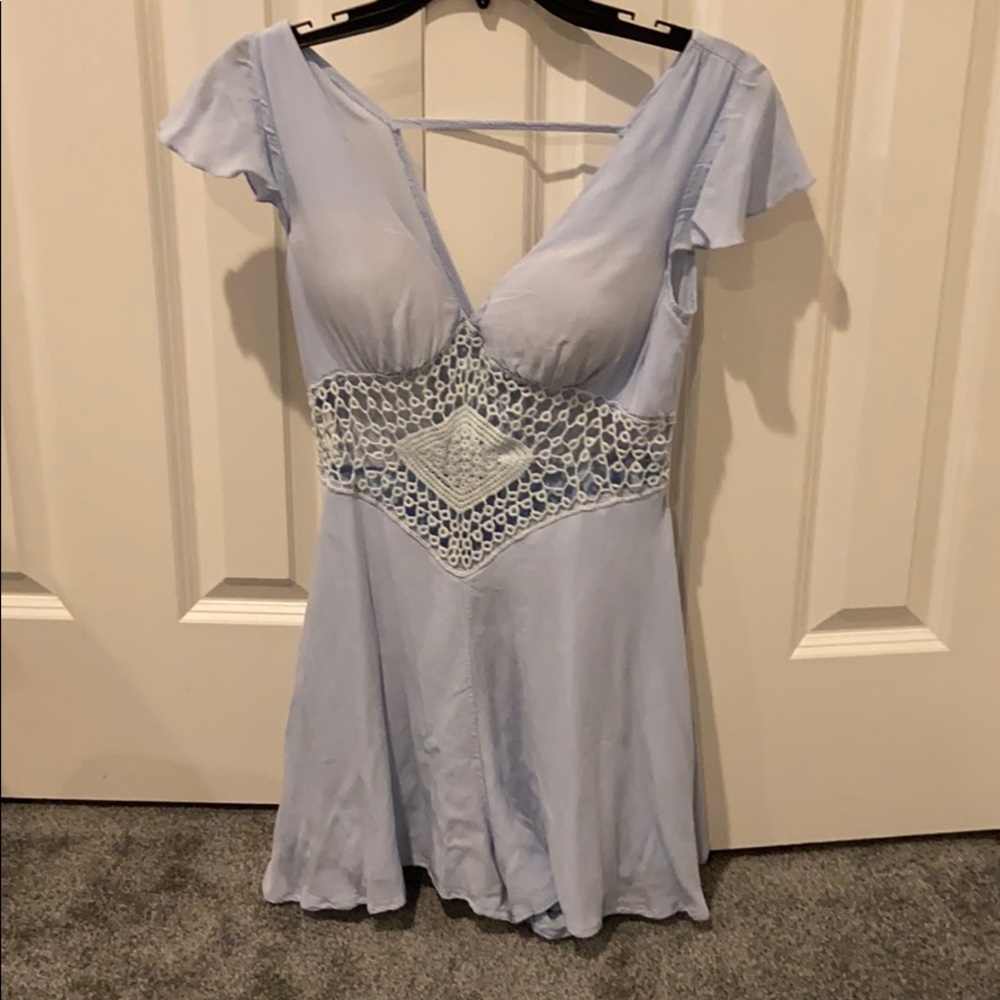 Baby blue crotchet romper